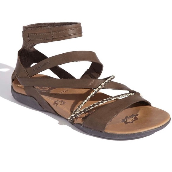 Merrell Shoes Henna Espresso Leather Strappy Sandal Poshmark